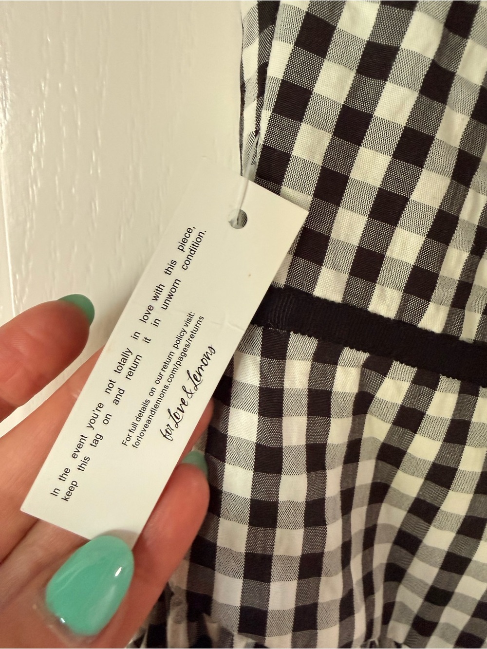 NWT For Love & Lemons Black and White Gingham Dress - Picture 6 of 10
